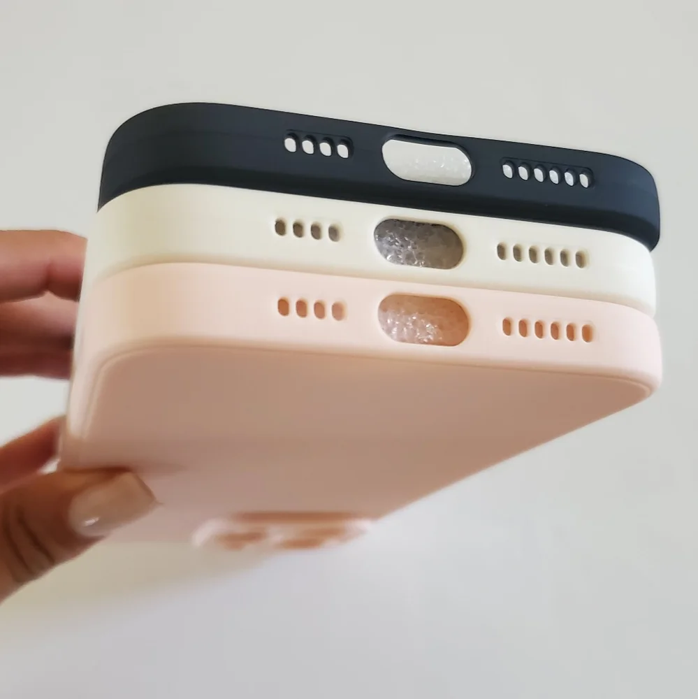 3-Piece Plain Phone Case Set – Black, White & Pink